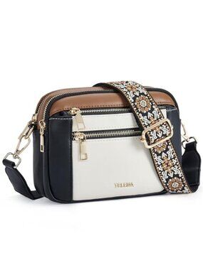 Small Crossbody Bag Women Vegan Leather Shoulder Purse Beige Adjustable Strap